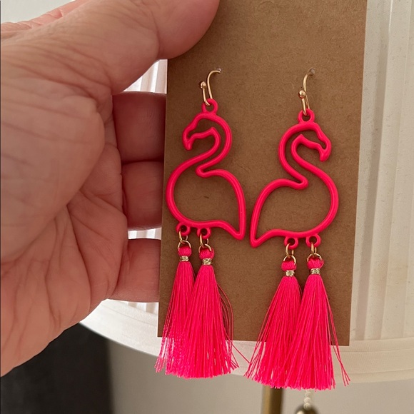 Jewelry - Flamingo tassel earrings